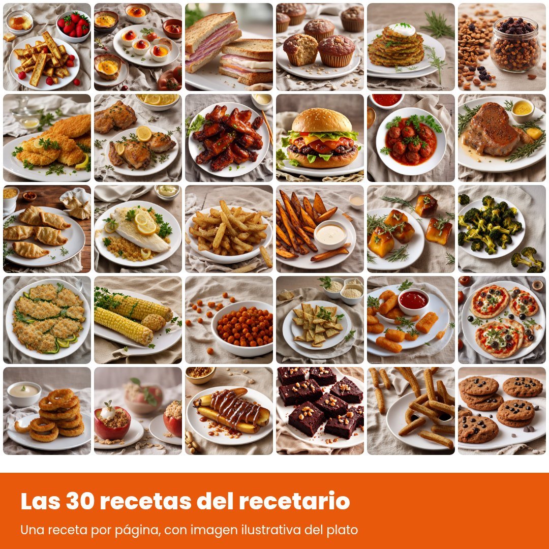 Freidora de Aire Fácil: 30 recetas en PDF, foto 3. Recetas clásicas para freidora de aire. Crujiente sin Aceite