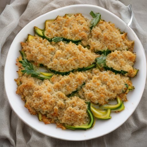 Rodajas de zucchini gratinadas hecha en freidora de aire