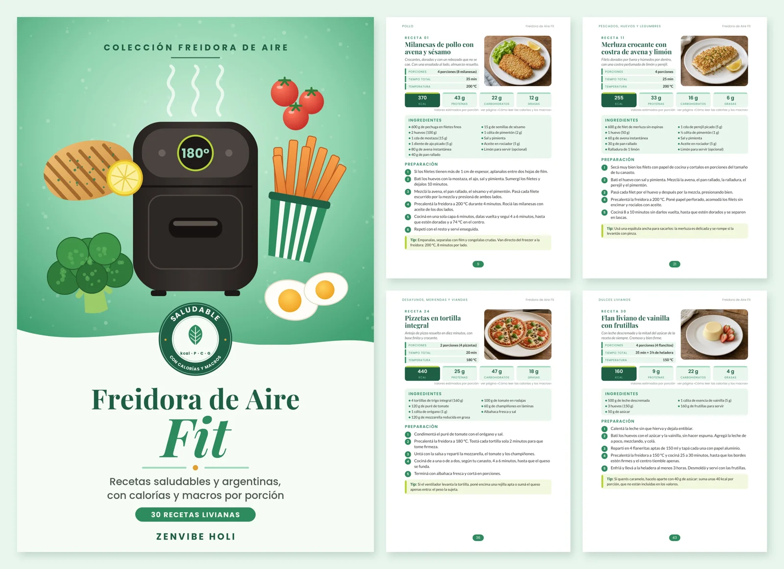Freidora de Aire Fit: 30 recetas con calorías y macros en PDF