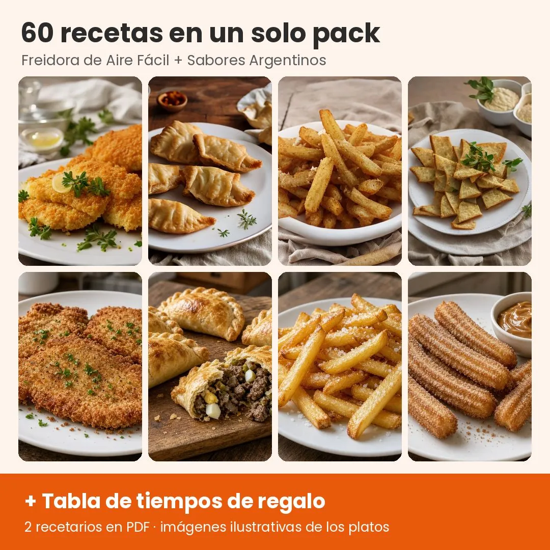 Pack recetas freidora de aire: 2 PDF + tabla