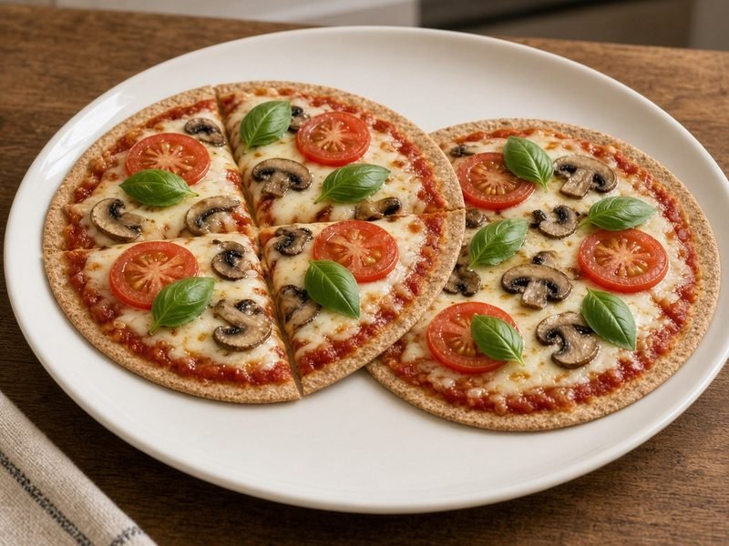 Pizzetas en tortilla integral hecha en freidora de aire