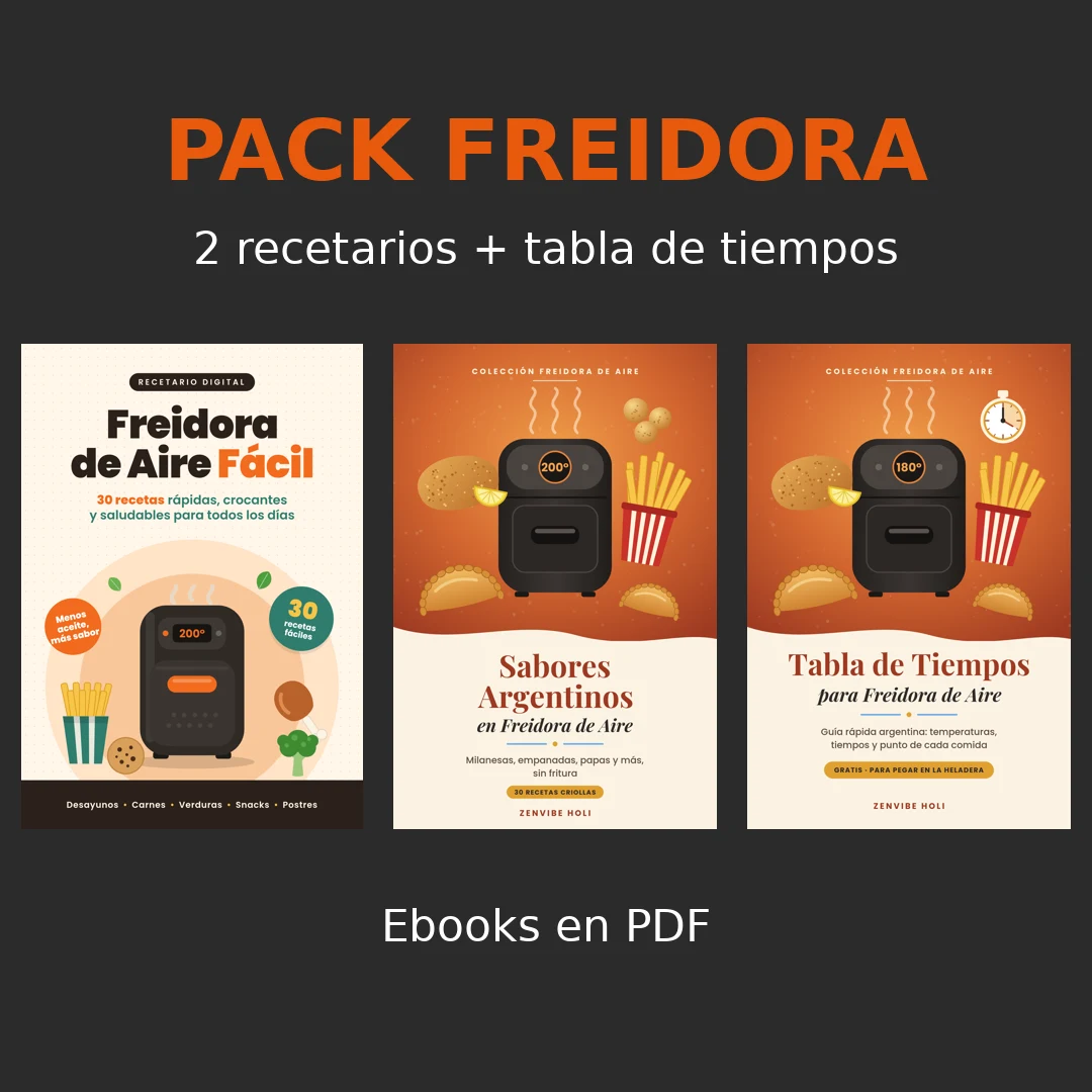 Pack recetas freidora de aire: 2 PDF + tabla